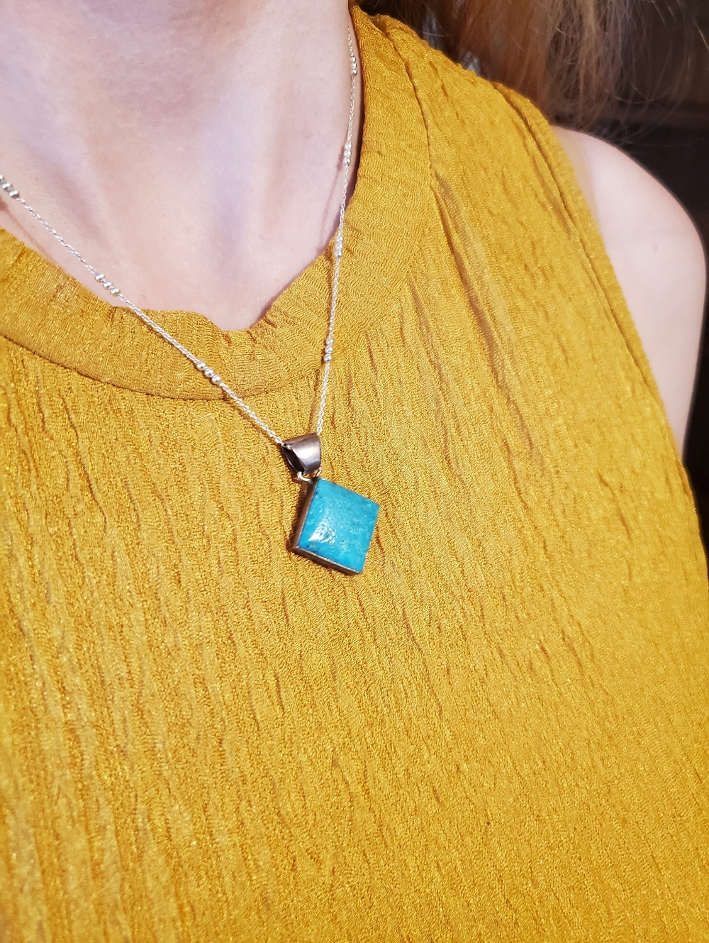 Azurite Necklace & Earrings Set - Navajo Made - Picture 5 of 8